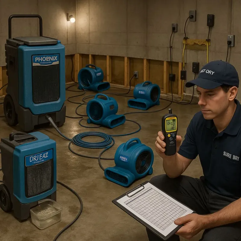 Structural Drying and Dehumidification process in Fearrington Village, NC